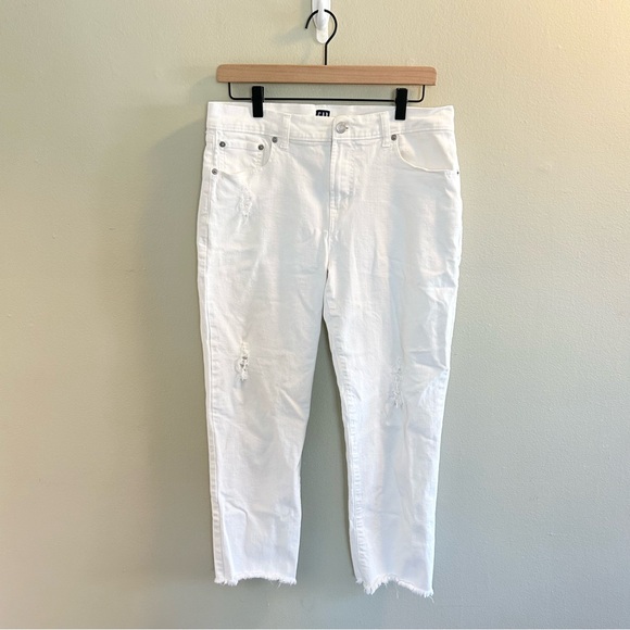 Gap Best Girlfriend Distressed White Jean Womens Size 29 Mid Rise Jeans Ripped - Picture 2 of 10